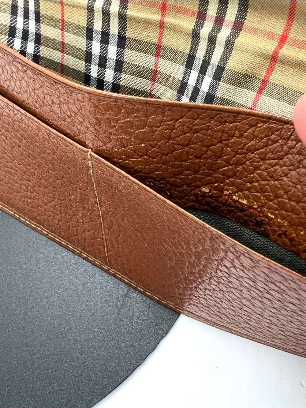 Vintage Burberrys Brown Leather Continental Long Wallet Nova Check England - Picture 9 of 15